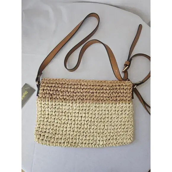 Style & Co Straw Crossbody Bag Purse with Shells NWT - Picture 4 of 6